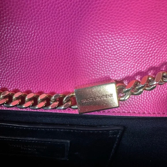 Authentic YSL Saint Laurent Hot Pink Kate Leather Chain Crossbody Bag - Picture 12 of 13